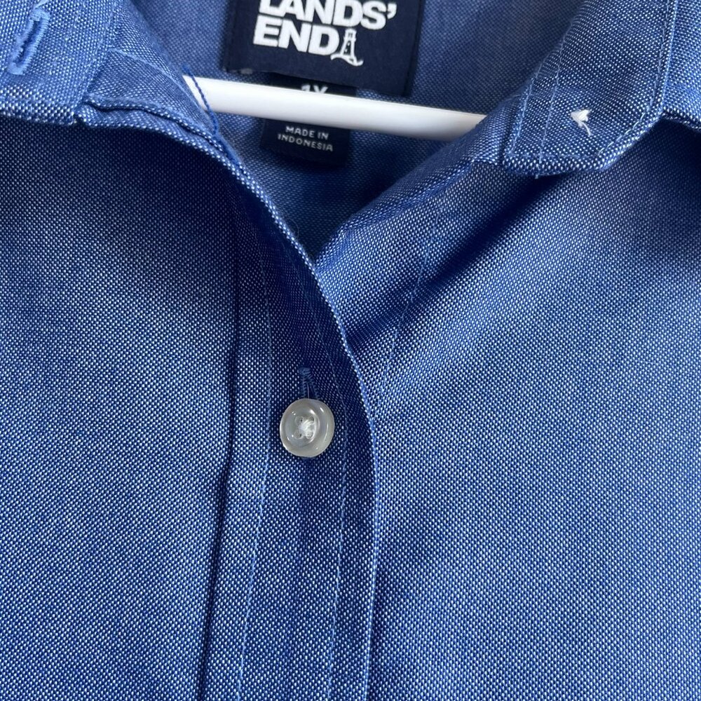 Land's End Button Down Preppy Blue Shirt Size 1XL 16/18 Women's Normcore - Picture 4 of 8